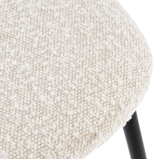 Chaises design en métal/bois et bouclette ivoire (lot de 2) EMY - HELLIN