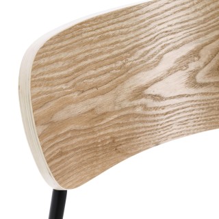 Chaises design en métal/bois et bouclette ivoire (lot de 2) EMY - HELLIN