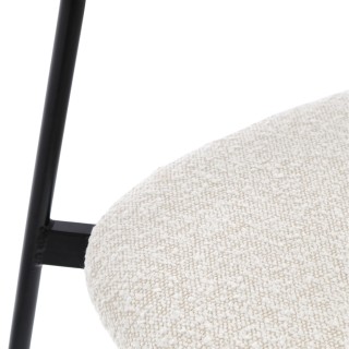 Chaises design en métal/bois et bouclette ivoire (lot de 2) EMY - HELLIN
