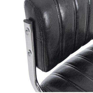 Tabourets de bar réglables chromés et simili noir (lot de 2) EDDIE - HELLIN