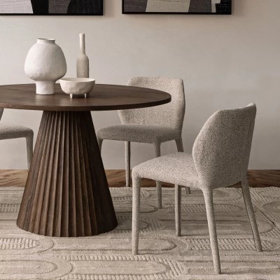 Chaises de salle à manger en tissu moucheté beige (lot de 2) LILY - HELLIN