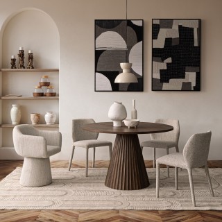 Chaises de salle à manger en tissu moucheté beige (lot de 2) LILY - HELLIN