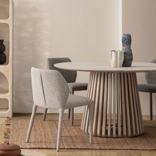 Chaises de salle à manger en tissu moucheté beige (lot de 2) LILY - HELLIN