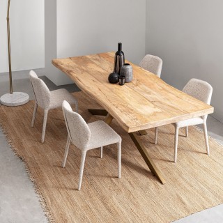 Chaises de salle à manger en tissu moucheté beige (lot de 2) LILY - HELLIN