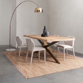 Chaises de salle à manger en tissu moucheté beige (lot de 2) LILY - HELLIN