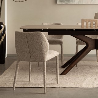 Chaises de salle à manger en tissu moucheté beige (lot de 2) LILY - HELLIN