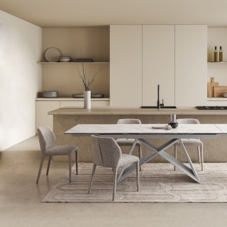 Chaises de salle à manger en tissu moucheté beige (lot de 2) LILY - HELLIN