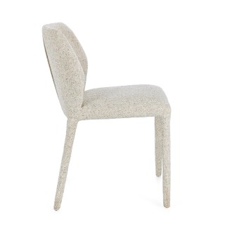 Chaises de salle à manger en tissu moucheté beige (lot de 2) LILY - HELLIN