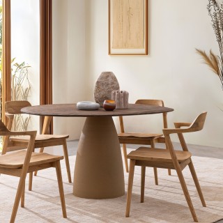 Table organique en manguier et métal crème 6 places L140 SHIVA - HELLIN