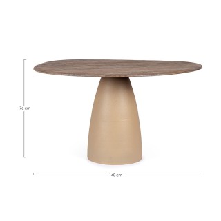 Table organique en manguier et métal crème 6 places L140 SHIVA - HELLIN