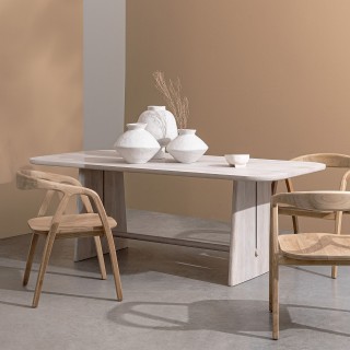 Table rectangulaire en manguier massif blanchi 8 places L200 TOKYO - HELLIN