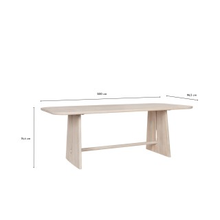 Table rectangulaire en manguier massif blanchi 8 places L200 TOKYO - HELLIN