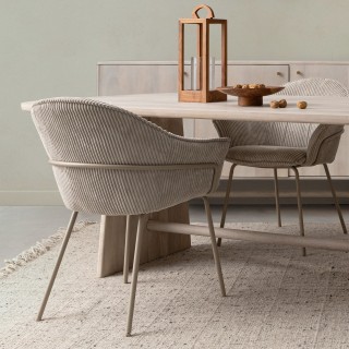 Chaises de salle à manger à accoudoirs en velours gris (lot de 2) LIA - HELLIN