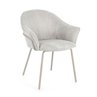 Chaises de salle à manger à accoudoirs en velours gris (lot de 2) LIA - HELLIN