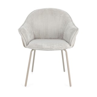 Chaises de salle à manger à accoudoirs en velours gris (lot de 2) LIA - HELLIN
