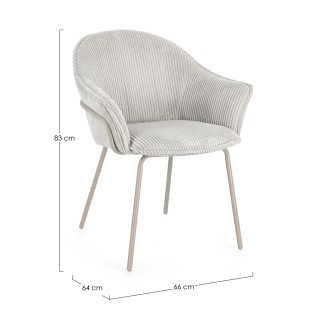 Chaises de salle à manger à accoudoirs en velours gris (lot de 2) LIA - HELLIN