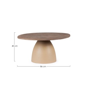 Table basse organique en manguier et métal crème L86 SHIVA - HELLIN