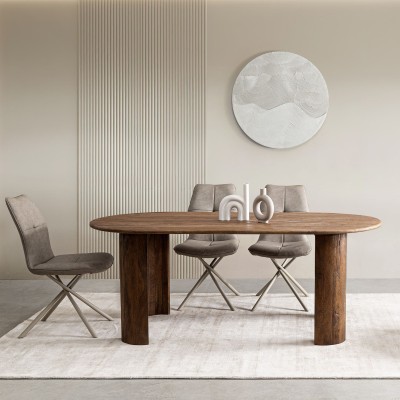 Table de salle à manger en manguier japandi 10 places L210 NAPLES - HELLIN