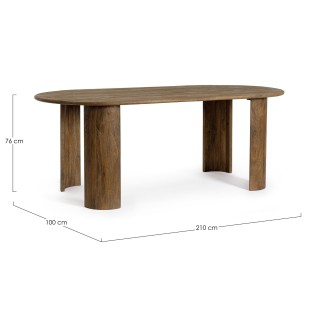 Table de salle à manger en manguier japandi 10 places L210 NAPLES - HELLIN