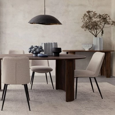 Chaises de salle à manger en tissu beige (lot de 4) CORINE - HELLIN