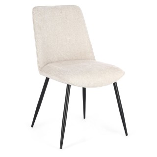 Chaises de salle à manger en tissu beige (lot de 4) CORINE - HELLIN