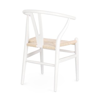 Chaise de salle à manger en bois blanc et assise tressée KEA - HELLIN