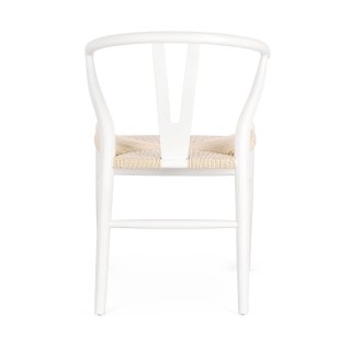 Chaise de salle à manger en bois blanc et assise tressée KEA - HELLIN
