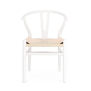 Chaise de salle à manger en bois blanc et assise tressée KEA - HELLIN