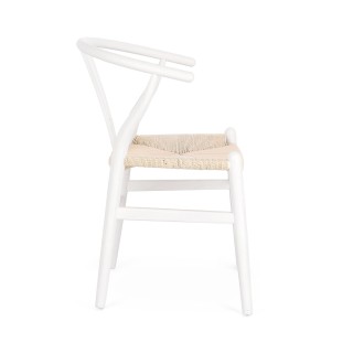 Chaise de salle à manger en bois blanc et assise tressée KEA - HELLIN