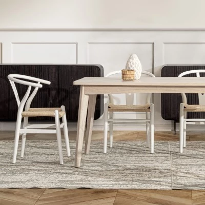 Chaise de salle à manger en bois blanc et assise tressée KEA - HELLIN