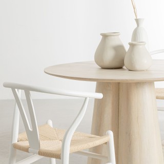 Chaise de salle à manger en bois blanc et assise tressée KEA - HELLIN