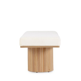 Banc 2 places en bois clair et tissu bouclette écru L120 FLORIAN - HELLIN