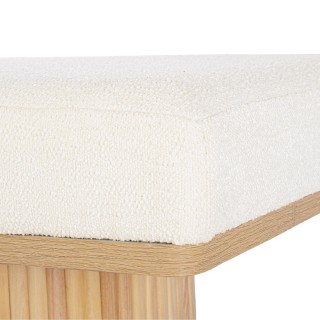 Banc 2 places en bois clair et tissu bouclette écru L120 FLORIAN - HELLIN