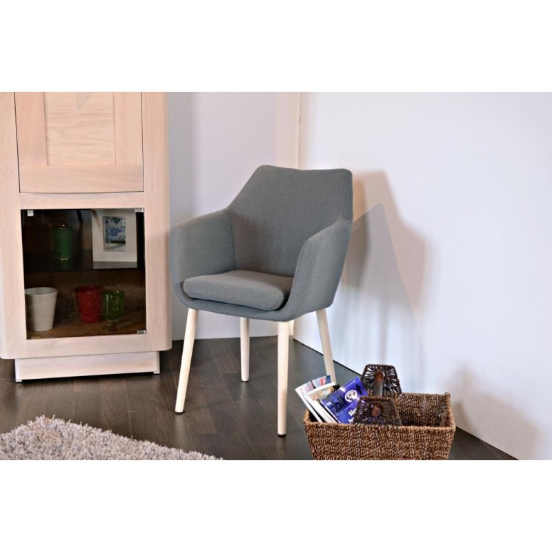 Fauteuil Vintage Feutrine Grise Et Pieds Bois Hellin