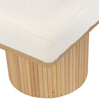 Banc 2 places en bois clair et tissu bouclette écru L120 FLORIAN - HELLIN