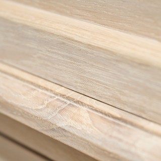 Buffet vaisselier en chêne blanchi 4 portes vitrées 4 tiroirs 4 portes bois VICTORIA - HELLIN