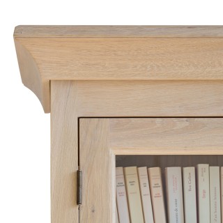 Buffet vaisselier en chêne blanchi 3 portes vitrées 3 tiroirs 3 portes bois VICTORIA - HELLIN