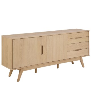 Buffet en bois blanchi 2 portes 4 tiroirs L180 MARTINE - HELLIN
