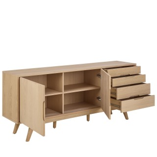 Buffet en bois blanchi 2 portes 4 tiroirs L180 MARTINE - HELLIN