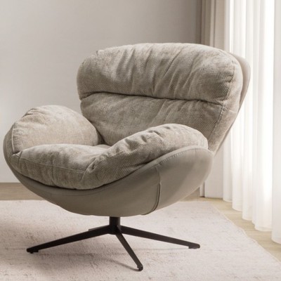 Fauteuil relax pivotant tissu/simili gris/taupe NINO - HELLIN