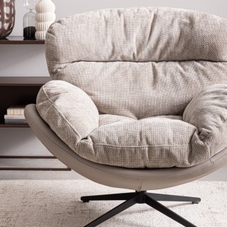 Fauteuil relax pivotant tissu/simili gris/taupe NINO - HELLIN