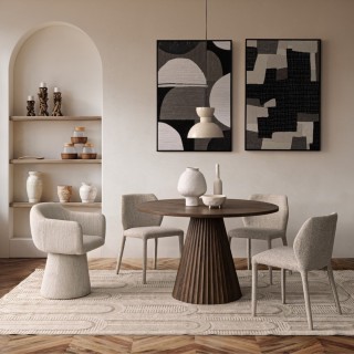 Table à manger ronde en manguier D120 6 personnes AGRA - HELLIN