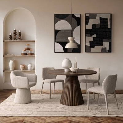 Table à manger ronde en manguier D120 6 personnes AGRA - HELLIN