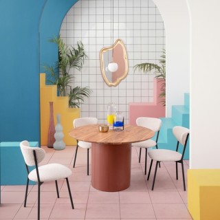 Table ronde contemporaine D115 4 places en acacia SAJO - hellin