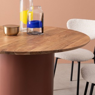 Table ronde contemporaine D115 4 places en acacia SAJO - hellin