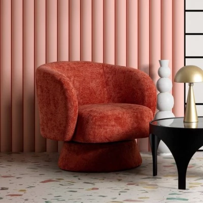 Fauteuil pivotant avec pied central en tissu JULIO - HELLIN