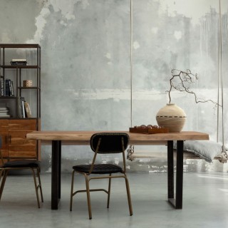 Table à manger bois massif et métal 6 personnes L180 CONNEMARA - HELLIN