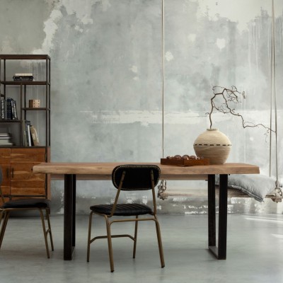 Table à manger bois massif et métal 6 personnes L180 CONNEMARA - HELLIN