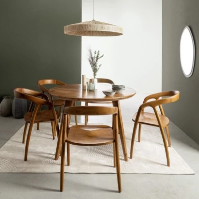 Table de salle à manger ronde vintage en manguier D120 BLANY - HELLIN