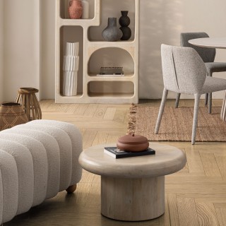 Table basse de salon ronde en bois de manguier D60 JUAREZ - HELLIN